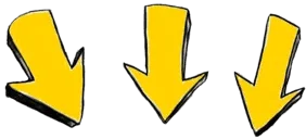 Three hand drawn yellow arrows with black borders pointing down