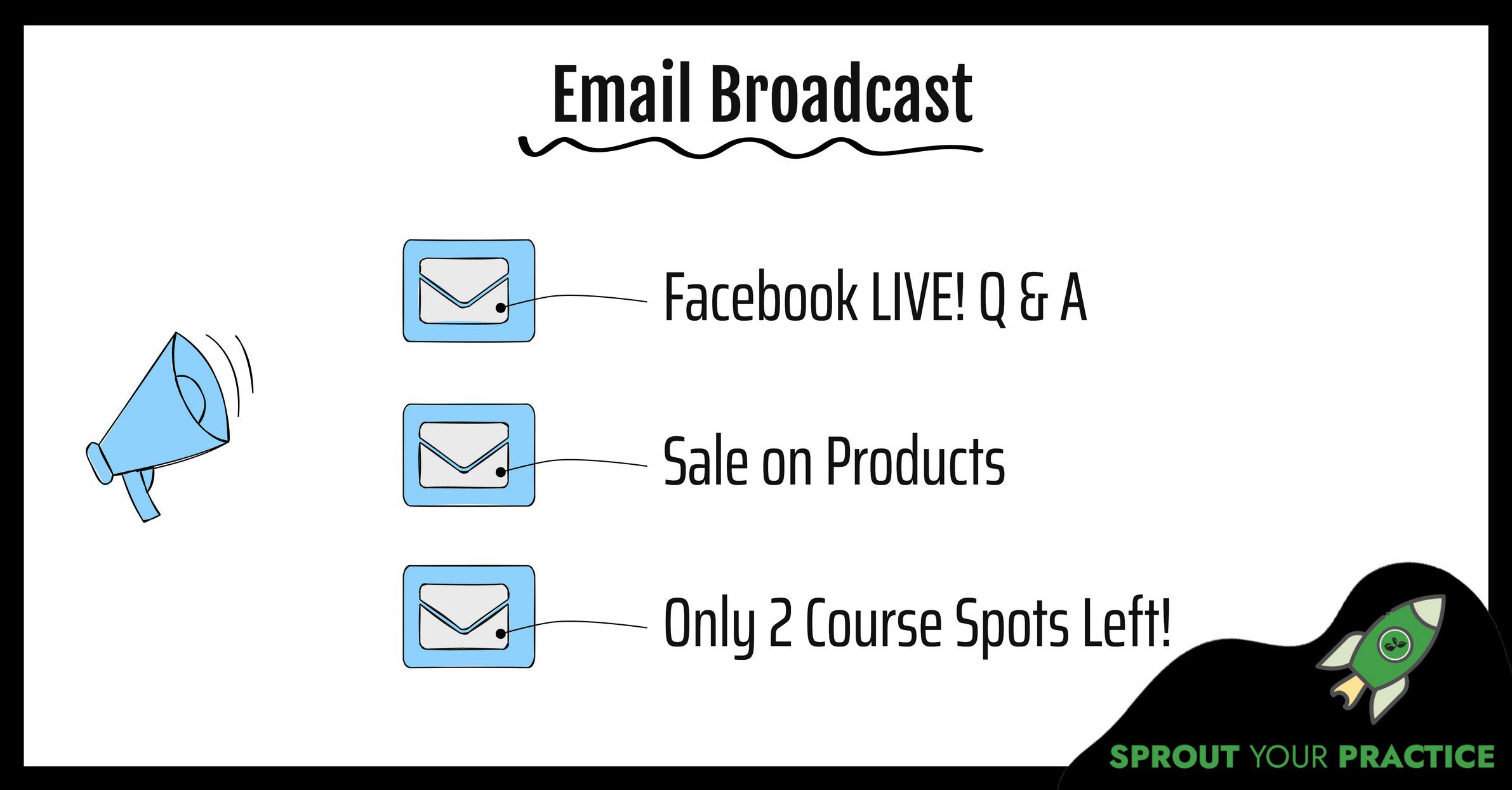 Graphic showing three ways to use email broadcast