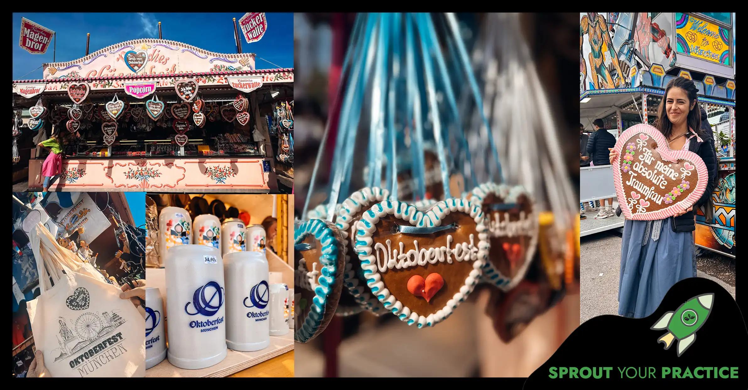 Image of Oktoberfest souvenirs: heart cookies, bags & beer mugs