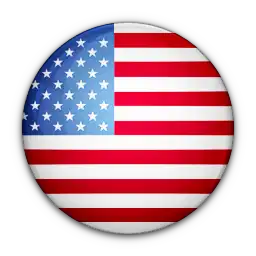 USA circular flag with horizontal red and white stripes running from top to bottom and a blue square on the top left with 21 white stars